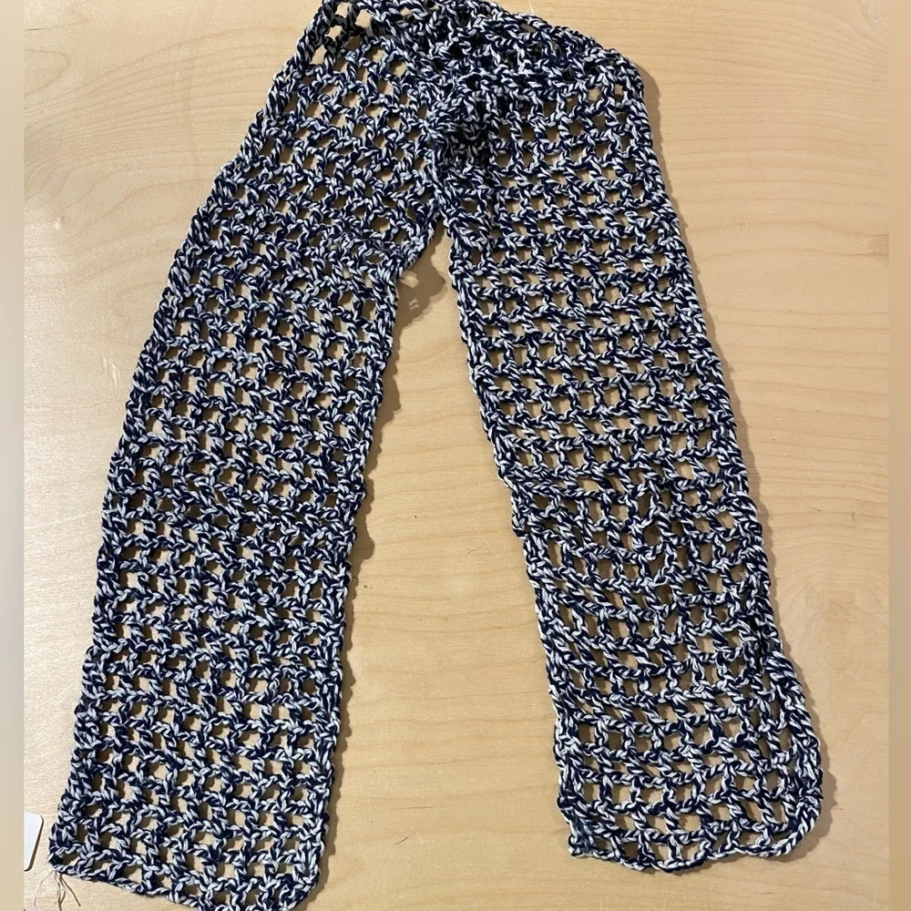 Handmade Crochet Scarf in Black and White (OS)